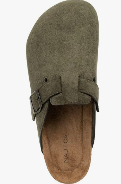 Nautica - Zuecos para mujer y hombre, de gamuza vegana, con hebilla de corcho, cómodos zapatos de patata con soporte de arco (piel sintética/lisa)