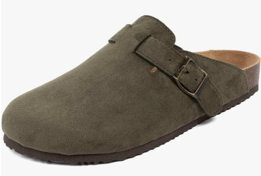 Nautica - Zuecos para mujer y hombre, de gamuza vegana, con hebilla de corcho, cómodos zapatos de patata con soporte de arco (piel sintética/lisa)